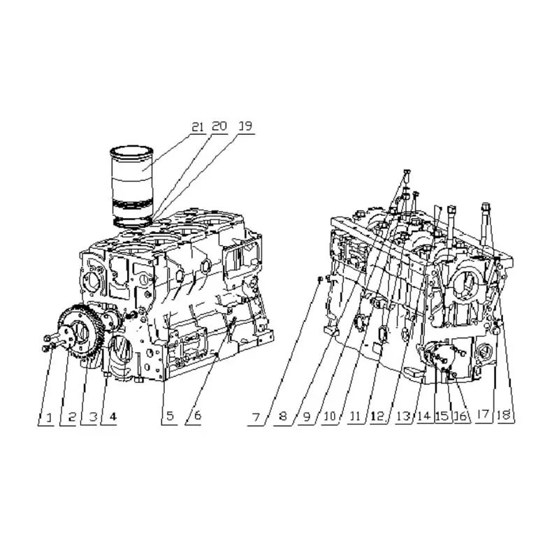 Genuine YC4D120-21(D1204) Engine Parts - Cylinder Block, Piston, Cylinder Head & Mounting Components