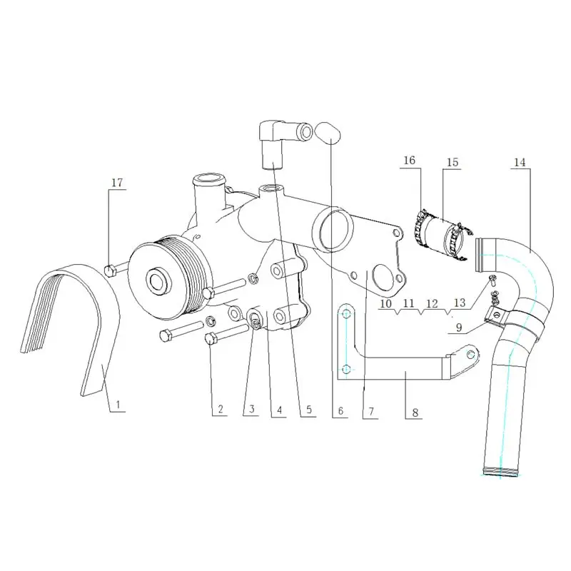 Genuine YC4D120-21(D1204) Engine Parts - Thermostat, Water Pump, Fan, Power Output & Steering Pump